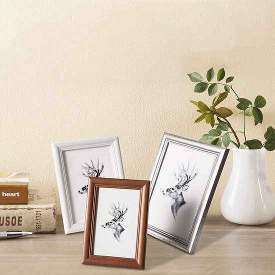 WOLTU 10 X Fotolijstjes Decoratief voor thuis/kantoor/slaapkamer,Fotolijstje modern in Houten en glas 13x18cm,Goud Artos stijl 9417-10