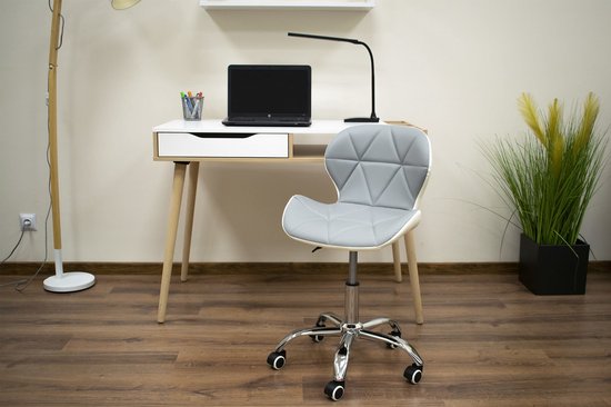 AVOLA - Bureaustoel - ergonomisch - ECO-leer - grijs wit