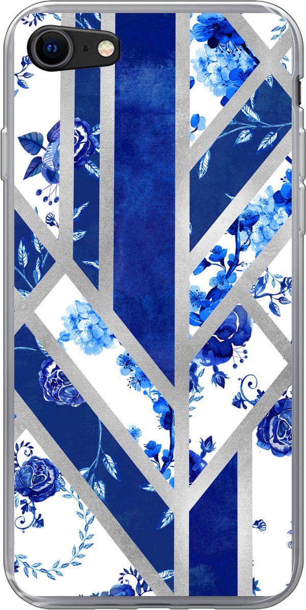 Telefoonhoesje Geschikt voor iPhone SE 2022 hoesje - Delfts blauw - Design - Luxe - Siliconen Telefoonhoesje Telefoonhoesje