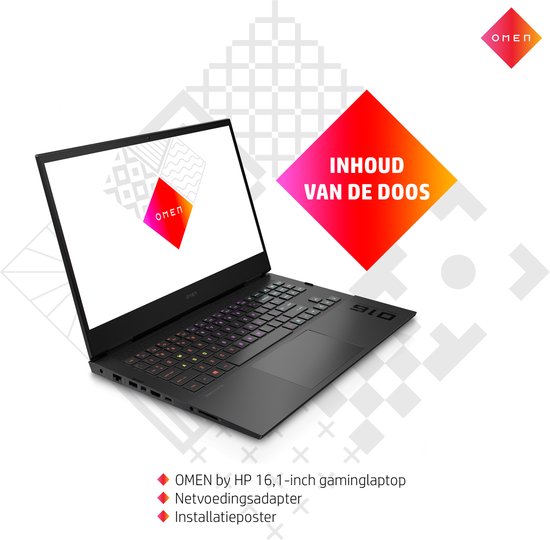 HP OMEN 16-b0340nd - Laptop - 16.1" FullHD bij 144 Hz - Core i7-11800H - 16 GB DDR4 - 1 TB SSD - NVIDIA GeForce RTX 3060 - 802.11ax, Bluetooth 5.2 - Windows 10 Home