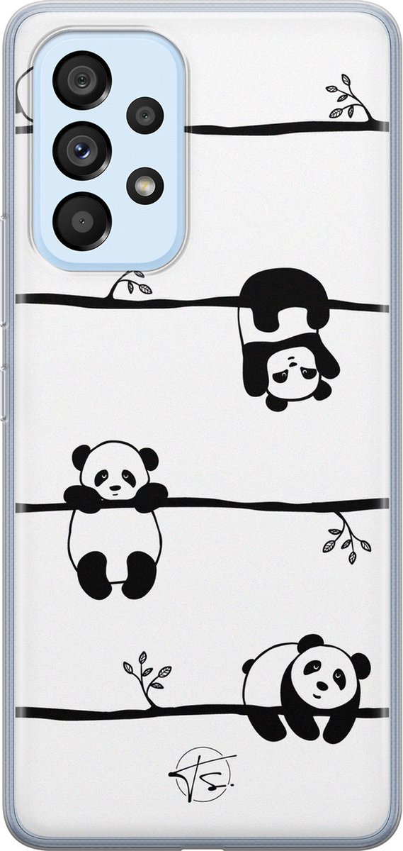 Hoesje geschikt voor Samsung Galaxy A53 - Panda - Soft Case - TPU - Print - Zwart, Wit - Mooie Telefoonhoesjes