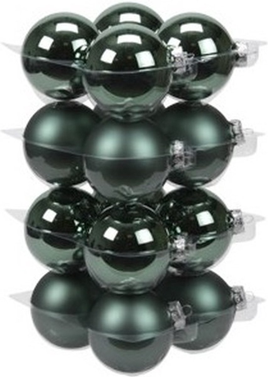 32x Emerald groene glazen kerstballen 8 cm - mat/glans - Kerstboomversiering emerald groen