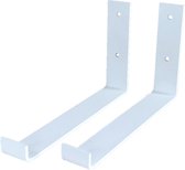 GoudmetHout Industriële Plankdragers L-vorm Up 25 cm - Staal - Mat Wit - 4 cm x 25 cm x 15 cm - Plankendrager