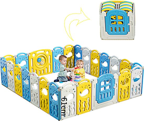 Foxsport kunststof grondbox - extra grote grondbox baby - playpen - kinderbox - speelbox - kruipbox - peuter en kind afscherming - 180 * 210 cm