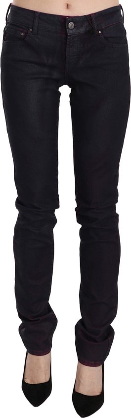 Zwarte katoenen skinny spijkerbroek met lage taille