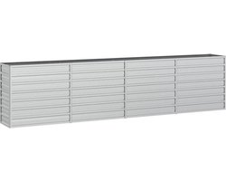 vidaXL - Plantenbak - verhoogd - 320x40x77 - cm - gegalvaniseerd - staal - zilver