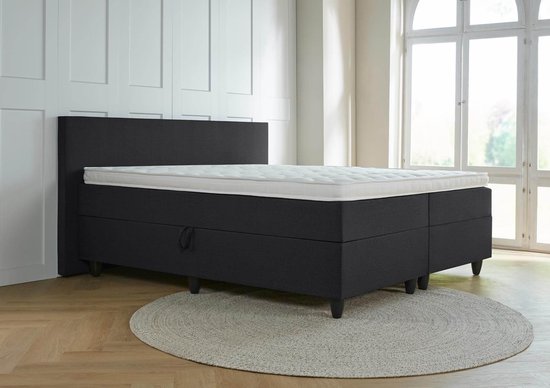 Opberg boxspring Marseille - 140x200 - Zwart - met gratis topper! | bol.com