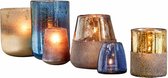 LOBERON Windlicht set van 6 Paro blauw