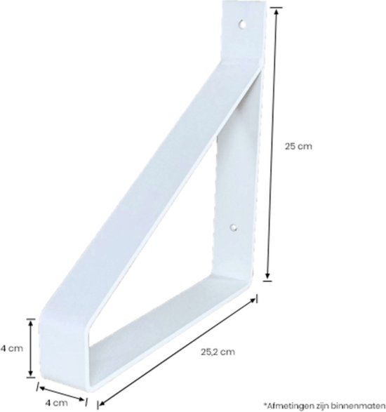 GoudmetHout Massief Eiken Wandplank - 40x25 cm - Industriële Plankdragers  - Staal - Mat Wit