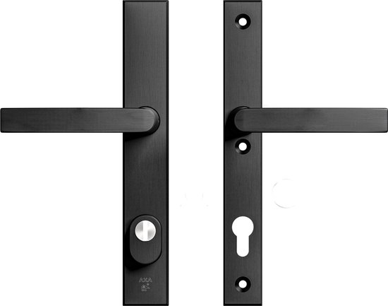 AXA Veiligheidsbeslag (Edge Plus) Smal Zwart geslepen: Kruk-Kruk (model Blok) PC92 met kerntrekbeveiliging SKG***