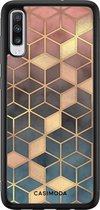 Casimoda® hoesje - Geschikt voor Samsung Galaxy A70 - Cubes Art - Zwart TPU Backcover - Geometrisch patroon - Rood