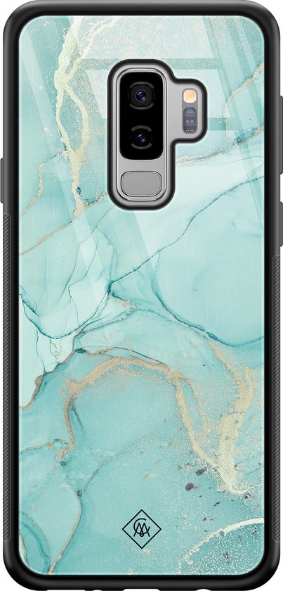 Coque Samsung Galaxy S9 Plus en verre - Touche de menthe - Mint - Hard Case  Zwart -... | bol