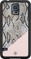 Casimoda® hoesje - Geschikt voor Samsung Galaxy S5 - Snake Print - Zwart TPU Backcover - Slangenprint - Roze
