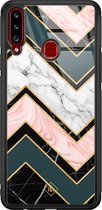 Casimoda® hoesje - Geschikt voor Samsung Galaxy A20s - Marmer Triangles - Luxe Hard Case Zwart - Backcover telefoonhoesje - Multi