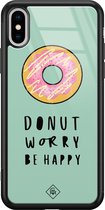 Casimoda® hoesje - Geschikt voor iPhone Xs Max - Donut Worry - Luxe Hard Case Zwart - Backcover telefoonhoesje - Blauw