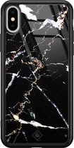 Casimoda® hoesje - Geschikt voor iPhone Xs Max - Marmer Zwart - Luxe Hard Case Zwart - Backcover telefoonhoesje - Blauw