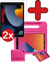 Kinderhoes Geschikt voor iPad 10.2 2020 Hoes Kinder Hoesje Kids Case Cover Kidsproof Met 2x Screenprotector - Hoesje Geschikt voor iPad 8 Hoesje Kinder Hoes - Roze