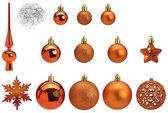 Kerstballen - 110 stuks - met piek - koper - kunststof - 3-6 cm