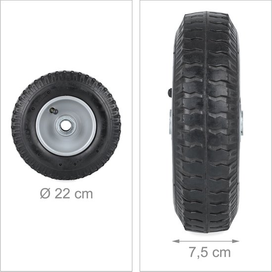 kruiwagenwiel - set van 2 - 2.50-4 - stalen velg - tot 100 kg - luchtband met ventiel van Merkloos	 — afbeelding 2