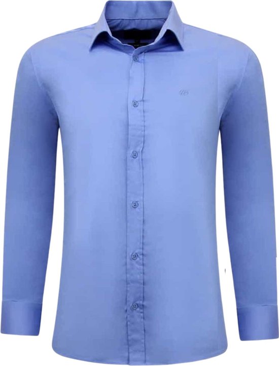TONY BACKER Luxe Blanco Hommes Chemises à manches longues - Coupe slim - 3082 - Blauw - Tailles: M