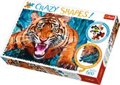 Trefl - Puzzles - "600 Crazy Shapes" - Facing a tiger