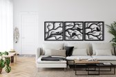 Wanddecoratie | Vogels op Tak / Birds on Branch| Metal - Wall Art | Muurdecoratie | Woonkamer | Buiten Decor |Zwart| 102x33cm