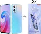 Hoesje Geschikt voor: Oppo A96 / A76 / A36 Silicone Transparant + 3X Tempered Glass Screenprotector - ZT Accessoires