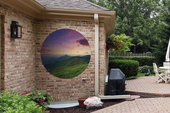 Garden Circle Berg - Herbe - Paysage - Soir - 120x120 - Affiche de Jardin Ronde - Extérieur