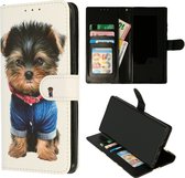 HB Hoesje Geschikt voor Samsung Galaxy J6 Plus - Portemonnee Book Case - Kaarthouder & Magneetlipje - Hondje