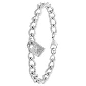 Lucardi Dames Stalen gourmet armband met slotje - Armband - Staal - Zilverkleurig - 19 cm