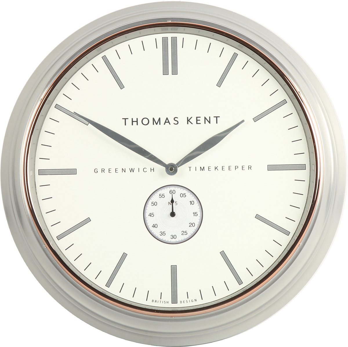 Thomas Kent - Klok Timekeeper zilver - koper Ø50CM