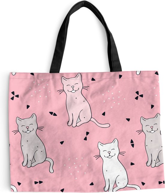 MuchoWow® Sac à bandoulière - Sac de plage - Big Shopper - Sac de courses - Chat - Animaux domestiques - Fille - Design - 50x40 cm - Sac en coton