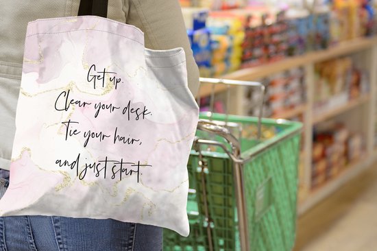 Sac Bandoulière - Sac De Plage - Shopper Étudiants - Citations - Motivation - Marbre - 45x45 cm - Sac Coton