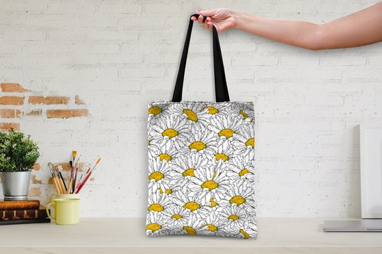 Sac Bandoulière - Sac De Plage - Shopper Fleurs - Wit - Printemps - Motifs - 40x50 cm - Sac Coton