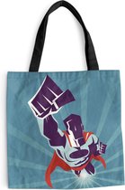 Sac bandoulière - Sac de plage - Shopper Une illustration d'un super héros sur fond bleu - 40x40 cm - Sac en coton