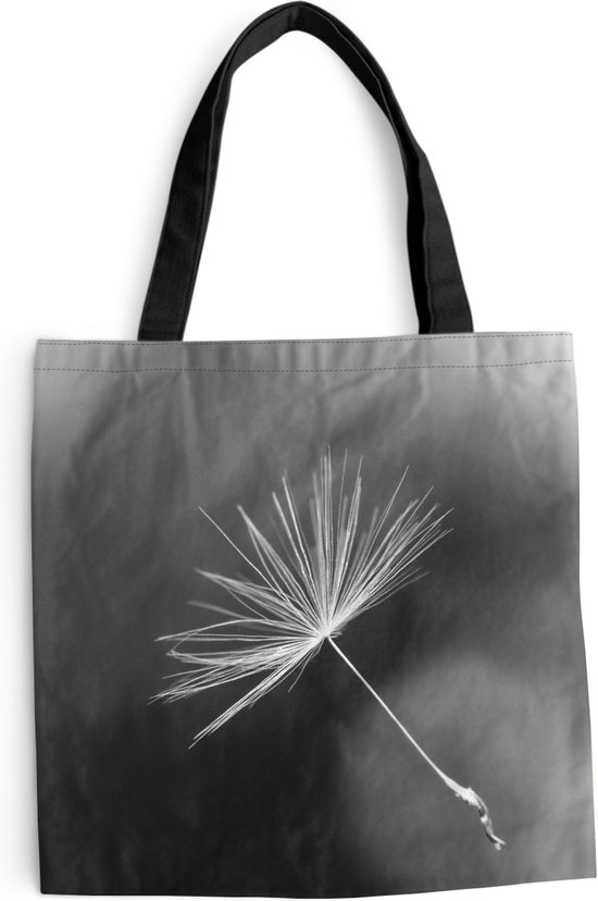 MuchoWow® Sac bandoulière - Sac de plage - Big Shopper - Sac shopping - Graine de pissenlit en noir et blanc - 45x45 cm - Sac en coton