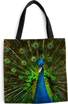 Sac Bandoulière - Sac De Plage - Shopper Paon - Ressorts - Motif - Blauw - 45x45 cm - Sac Coton