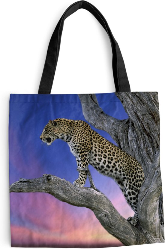 MuchoWow® Sac Bandoulière - Sac Plage - Shopper Léopard - Arbre - Branche - 45x45 cm - Sac Coton