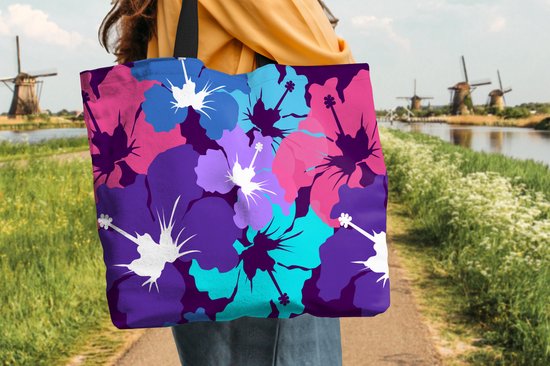 Sac Bandoulière - Sac De Plage - Shopper Tropical - Fleurs - Hawaï - Motif - 50x40 cm - Sac Coton