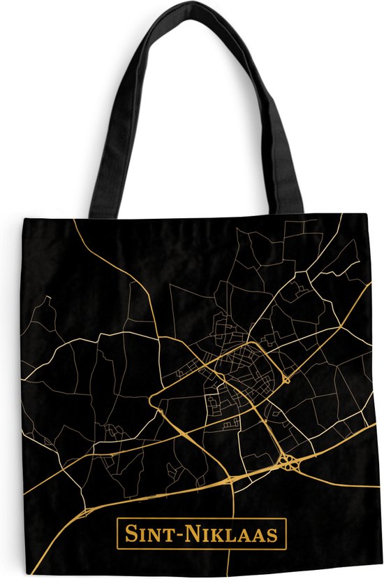 Schoudertas Strandtas Shopper Kaart SintNiklaas Goud Zwart
