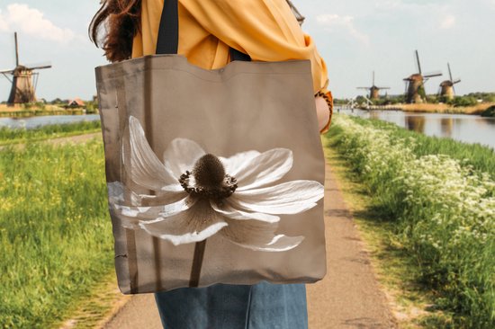 Sac bandoulière - Sac de plage - Shopper Imprimé photo Bloem d'anémone sépia - 40x40 cm - Sac coton