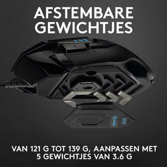 Logitech G502 HERO - Bedrade Gaming Muis - 25.600 DPI - Rechtshandig - Zwart