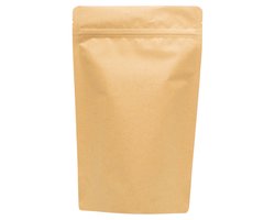 Stazakken Kraftpapier Composteerbaar (Bio-Based) 180 x 255 mm (1000 ml) Blokbodem Stazak Hersluitbaar Luchtdicht en Vochtdicht - per 100 stuks - Gripsluiting - Sta Zakken - Hersluitbare Stazak - Blok Bodem - Voedselveilig