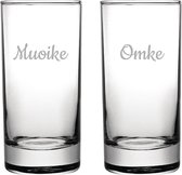 Gegraveerde longdrinkglas 28,5cl Muoike & Omke