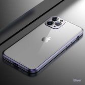 Smartphonica Metallic iPhone 12 Mini Hoesje Met Doorzichtig Achterkant En Extra Camera Bescherming - Zilver / TPU / Back Cover geschikt voor Apple iPhone 12 Mini