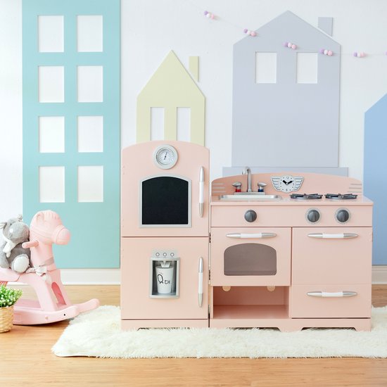 Teamson Kids Retro Houten Speelkeuken - Kinderspeelgoed - Rollenspel Speelgoed - Roze van Teamson Kids — afbeelding 4