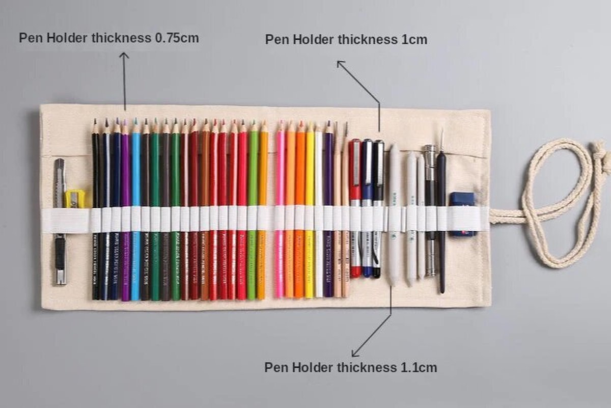 RoadLoo Etui van zeildoek, 2 rollen, 48 gaten, oprolbaar, linnen, 36 gaten, rolhouder van canvas, organizer, opbergrol, opvouwbaar, potlood