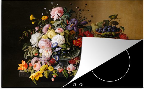 MuchoWow Inductiebeschermer - Inductie mat - Vinyl - Het melkmeisje - Kunst - Oude meesters - Vermeer - 80x52 cm - Inductie beschermer