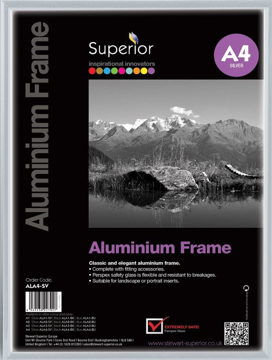 Seco fotolijst - A4 - zilver geborsteld aluminium - 11mm frame - SE-ALA4-SV