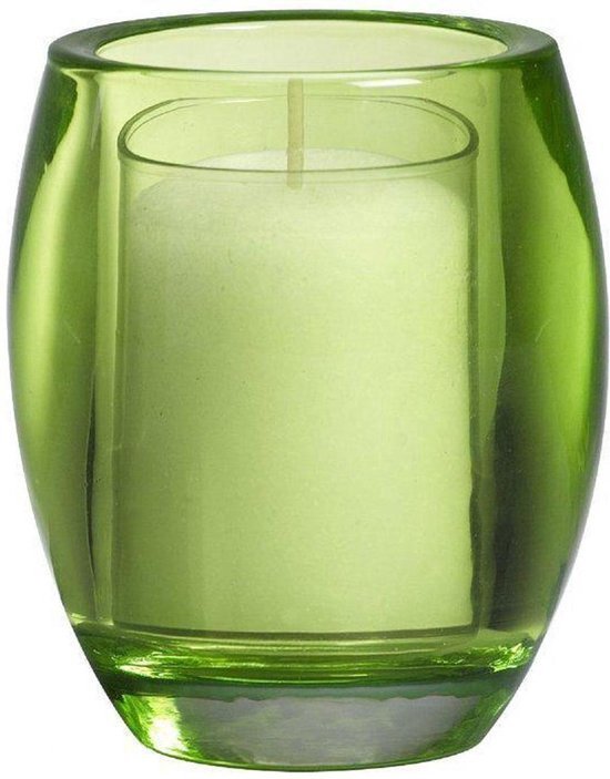 Bougeoir Bolsius Oval light 100/84 + remplissage citron - Vert - Set de 4